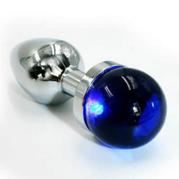 Metal Butt Plug Silver Small Blue