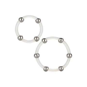 Steel Beaded Silicone Cock Ring Set - Transparent