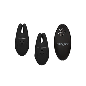 Calexotics - Recharchable Silicone Remote Nipple Clamps - Black