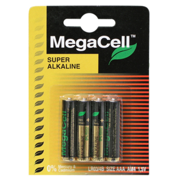 Batteries Alkaline mini AAA MEGACELL 4 p