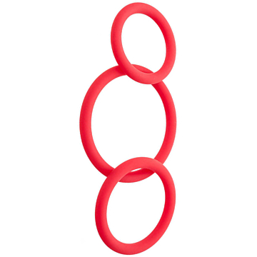 Black & Red Silicone Cock Rings Set (Red) - ToyFa - 3 pieces