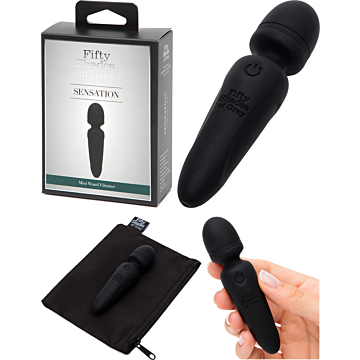 Sensation Rechargeable Mini Wand Vibrator - Black	