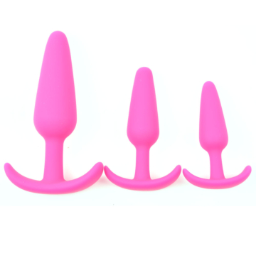 Set of 3 Silicone Butt Plugs - Pink 