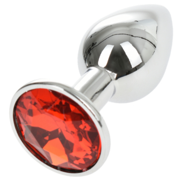 Small Metallic Butt Plug with Red Gemstone