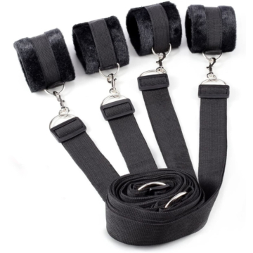 Hands And Feet Bed Restraint Set - Black 