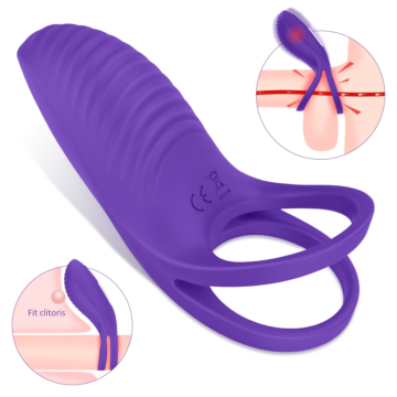 Cock Ring Racky with 9 Vibration Modes - Vibrant Penis Ring Purple