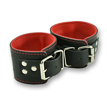 Sexy BDSM Handcuffs Vegan Leather Black / Red