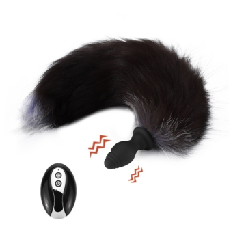 Vibrating Butt Plug with Fox Tail - Brown