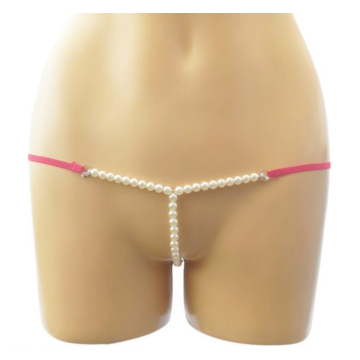 Micro String with Pearls and Rings Pink S/M