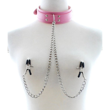 Collar with Nipple Clamps, Pink