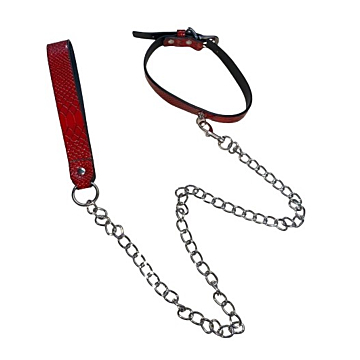 Set Fetish Collar with Leash Red