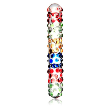 Ripped Colourful Glass Dildo 17.5 cm - Guilty Toys