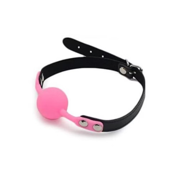 Mouth Gag with Silicone Ball, Pink/Black