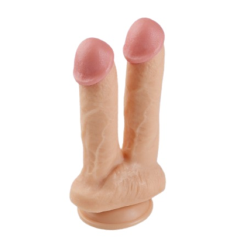 Double Realistic Dildo with Suction Cup 20.5 cm - Natural