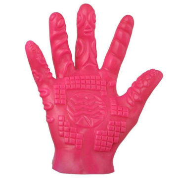 Glove with Stimulating Stripes Pink