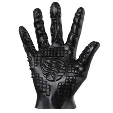 Glove with Stimulating Stripes Black