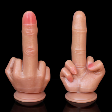 Dildo Middle Finger Fantasy Beasts, Silicon Lichid, Maro, 22 cm