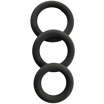 3 Silicone Cock Rings Set - Black