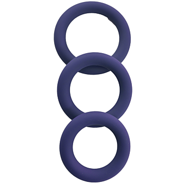 3 Silicone Cock Rings Set - Blue