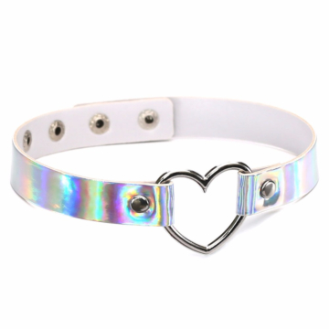 Choker with Heart and Iridescent Ecological Leather