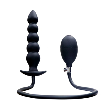 Beaded Inflatable Anal Plug Passion Labs Black