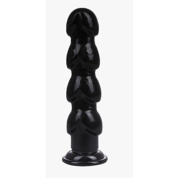 Beaded John dildo, PVC, Black, 23 cm, Passion Labs