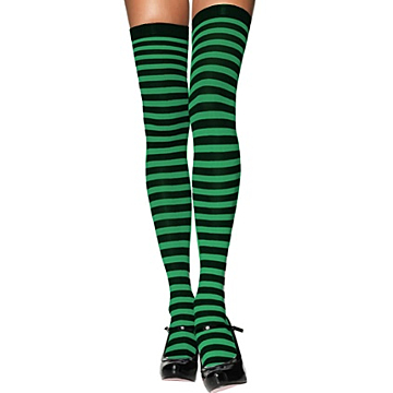 Green Striped Thigh Highs by Leg Avenue