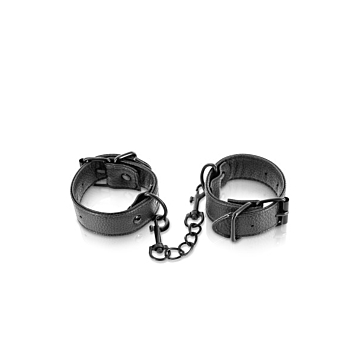 ADJUSTABLE BLACK HANDCUFFS WITH BUCKLE