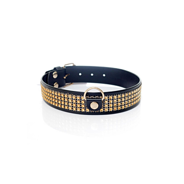 Fetish Boss Series Collar with crystals 3 cm gold