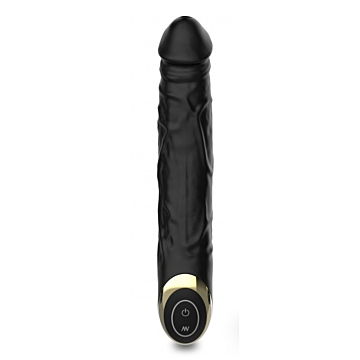 Realistic Vibrator Frank Silent Mode 10 Vibrating Modes, Black Silicone, USB 22 cm