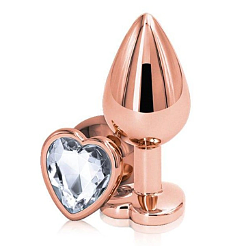 Dop Anal Brilliant Anal Plug Medium Rose Gold Piatra Transparenta 