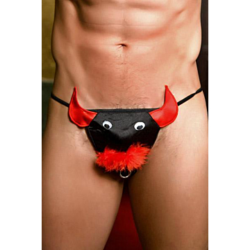 Kinksters Bull Thong: Black & Red