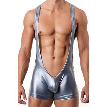 Shiny Silver Bodysuit by Kinksters