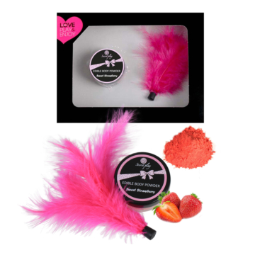 STRAWBERRY EDIBLE BODY POWDER & FEATHER TICKLER