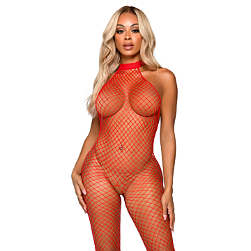 89304 Racer neck bodystocking Red