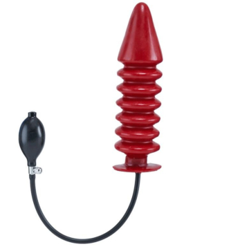 Mister B Inflatable Solid Ribbed Dildo - Red XL