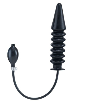 Mister B Inflatable Solid Ribbed Dildo - Black L 