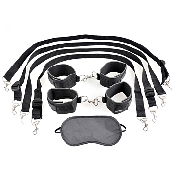 Fetish Fantasy Cuff & Tether Set Black OS