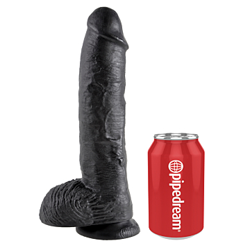 King Cock Cock with Balls Black 10in