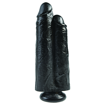 King Cock Two Cocks One Hole Double Dildo 23 cm (Black) - Pipedream - Realistic Veins