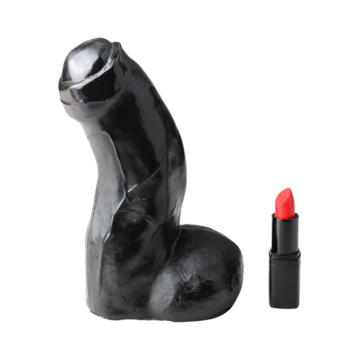 All Black Realistic Dildo with Balls - 17 cm