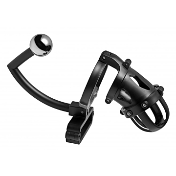 Oppressor Chastity Cage with Ball Clamp and Anal Hook