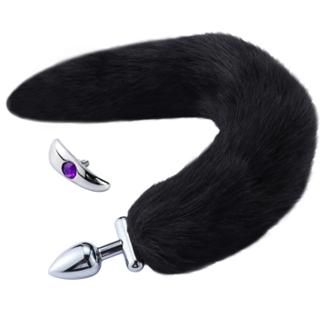 Kiotos Screwed Fox Tail Butt Plug - Black - Anal Sex Toy