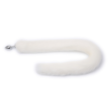 Kiotos Long Fox Tail Butt Plug - White - Anal Sex Toy