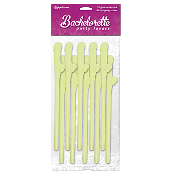 Bachelorette Party Favors  Dicky Sipping Straws  Glow in the Dark