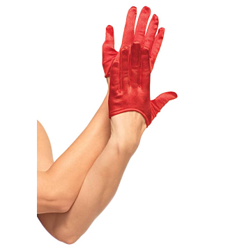 Mini Cropped Satin Gloves, red, O/S