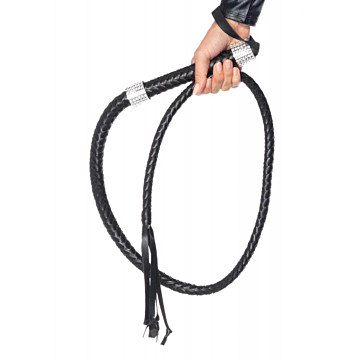 Rhinestone Handle Whip, black, O/S