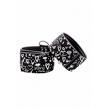 Printed Hand Cuffs - Love Street Art Fasion - Black