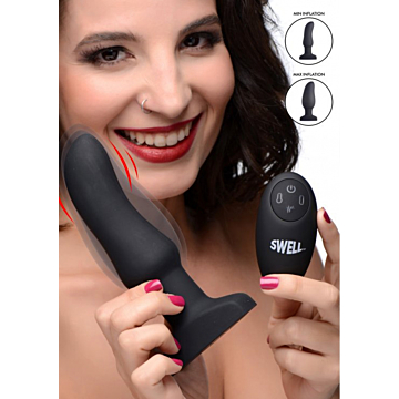 Swell 10X Inflatable & Vibrating Curved Silicone Butt Plug (Remote Control)