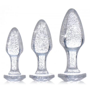 Shimmering Gem Anal Plug Set - Silver